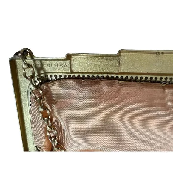 Whiting & Davis 1940's Vintage Gold Mesh Fringed Evening Handbag - Picture 2 of 9